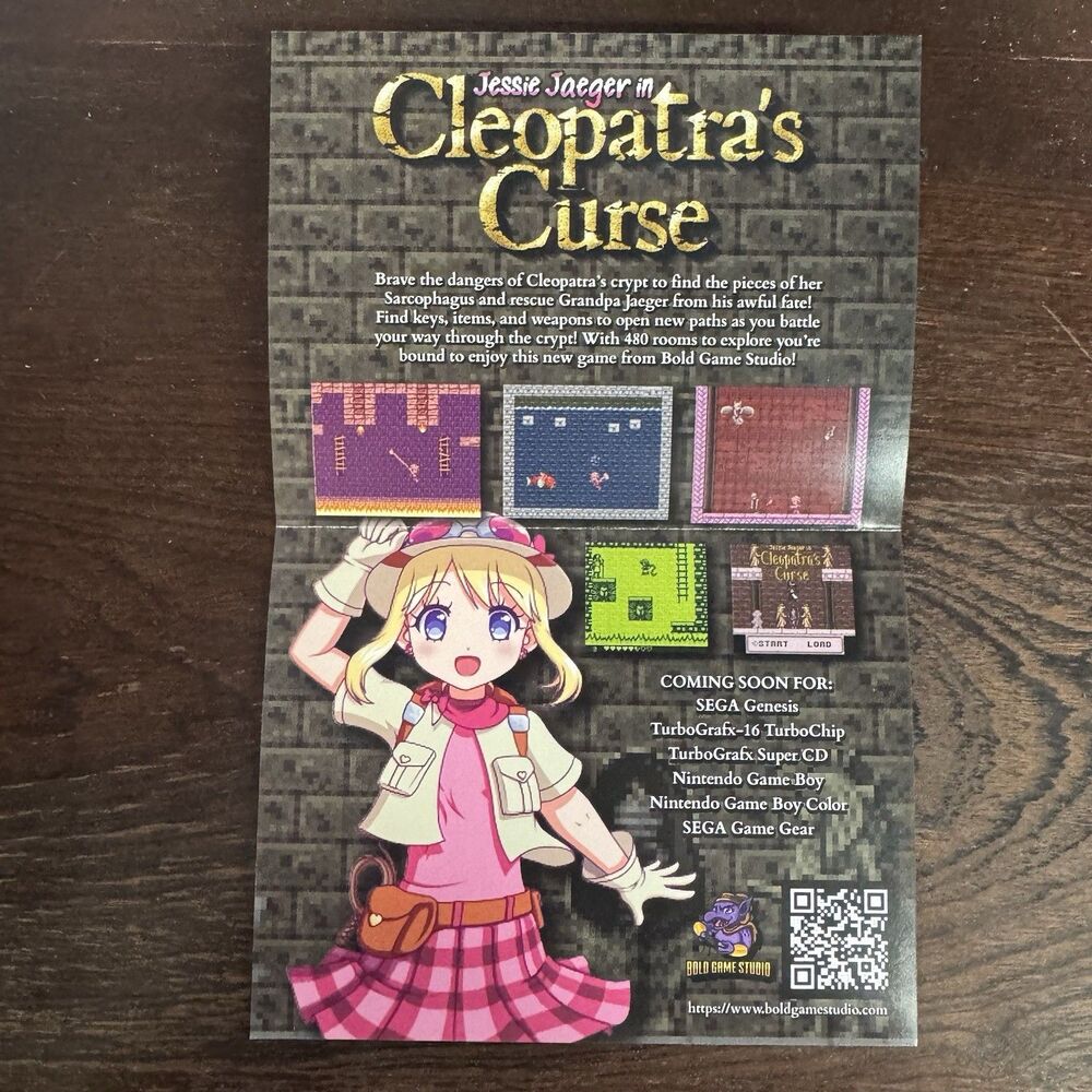 Bold Game Studio Promo Flyer Catastrophy TurboGrafx 16 Cleopatras Curse Poster